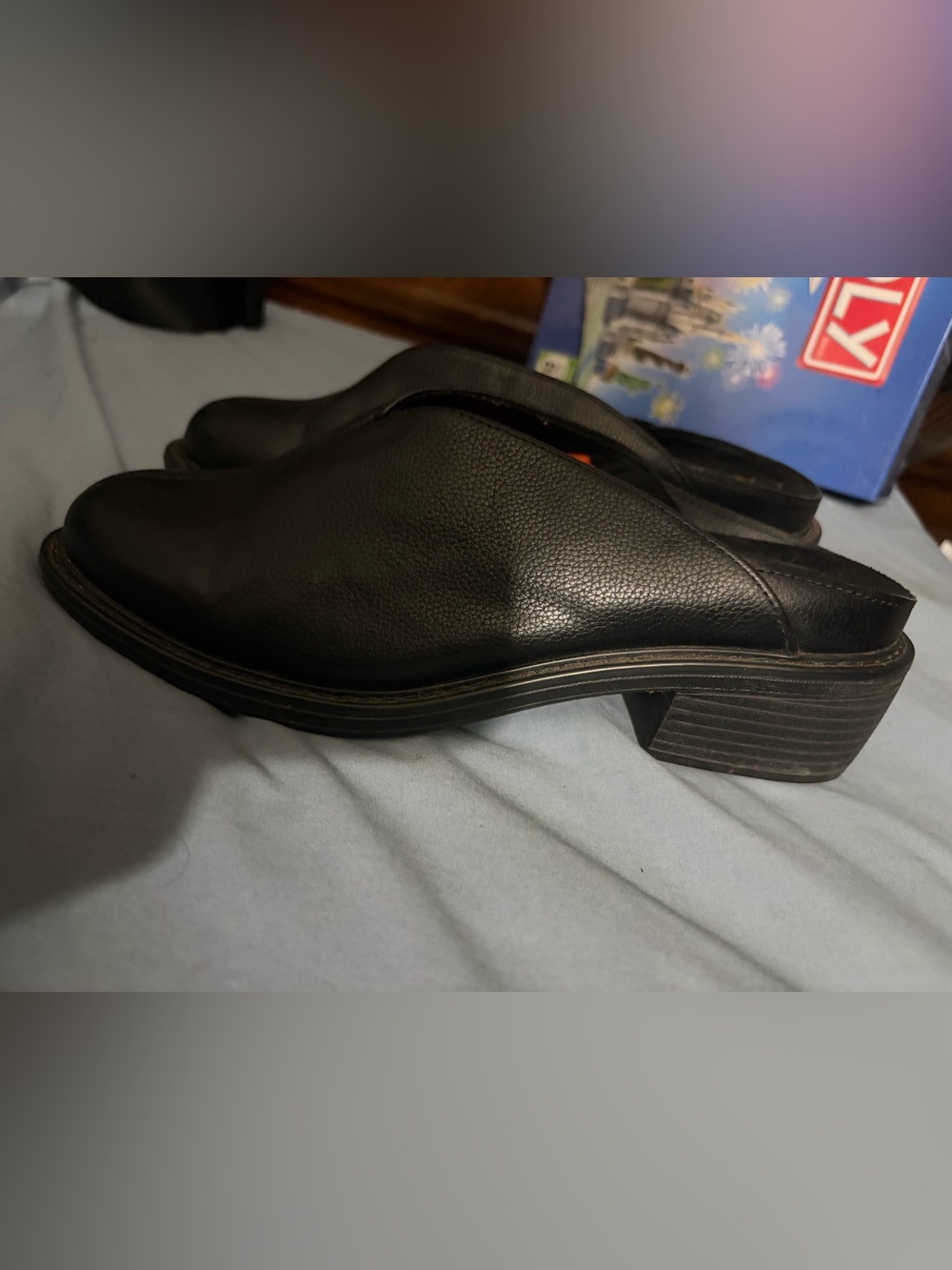Alegria Black Leather Slip-On Clogs - Picture 2 of 4